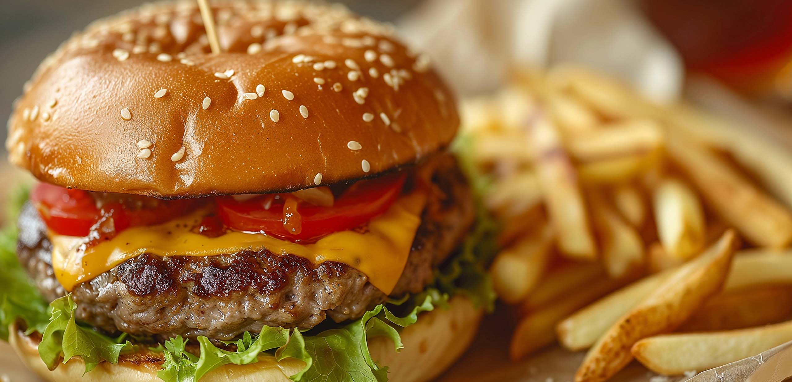 Close-up of a cheeseburger